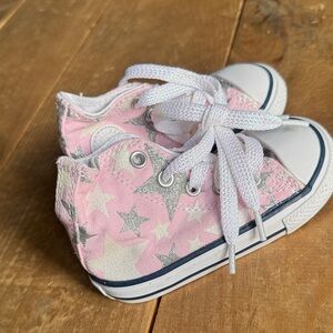 Sparkly Pink and Silver Star Kids Sneakers